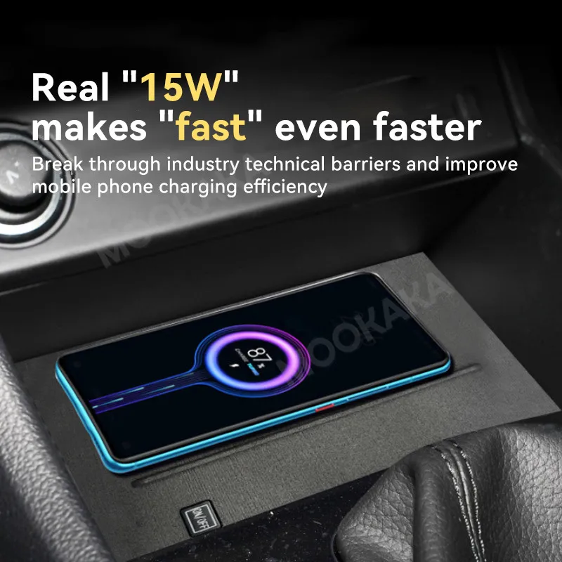 For Skoda Karoq 2022 Quick QI Car Wireless Charger Fast Charging Intelligent Infrared Phone Dashboard