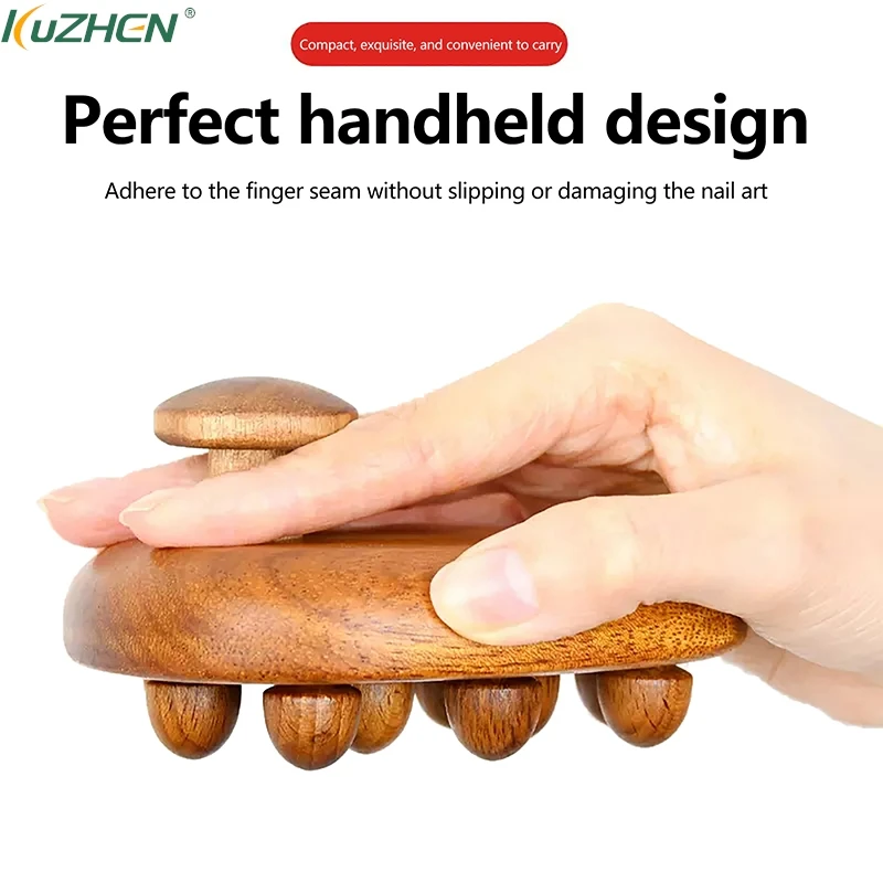 

12 Beads Handheld Gua Sha Massage Brush Natural Wood Waist Leg Meridian Scraping SPA Anti Cellulite Relaxation Tool