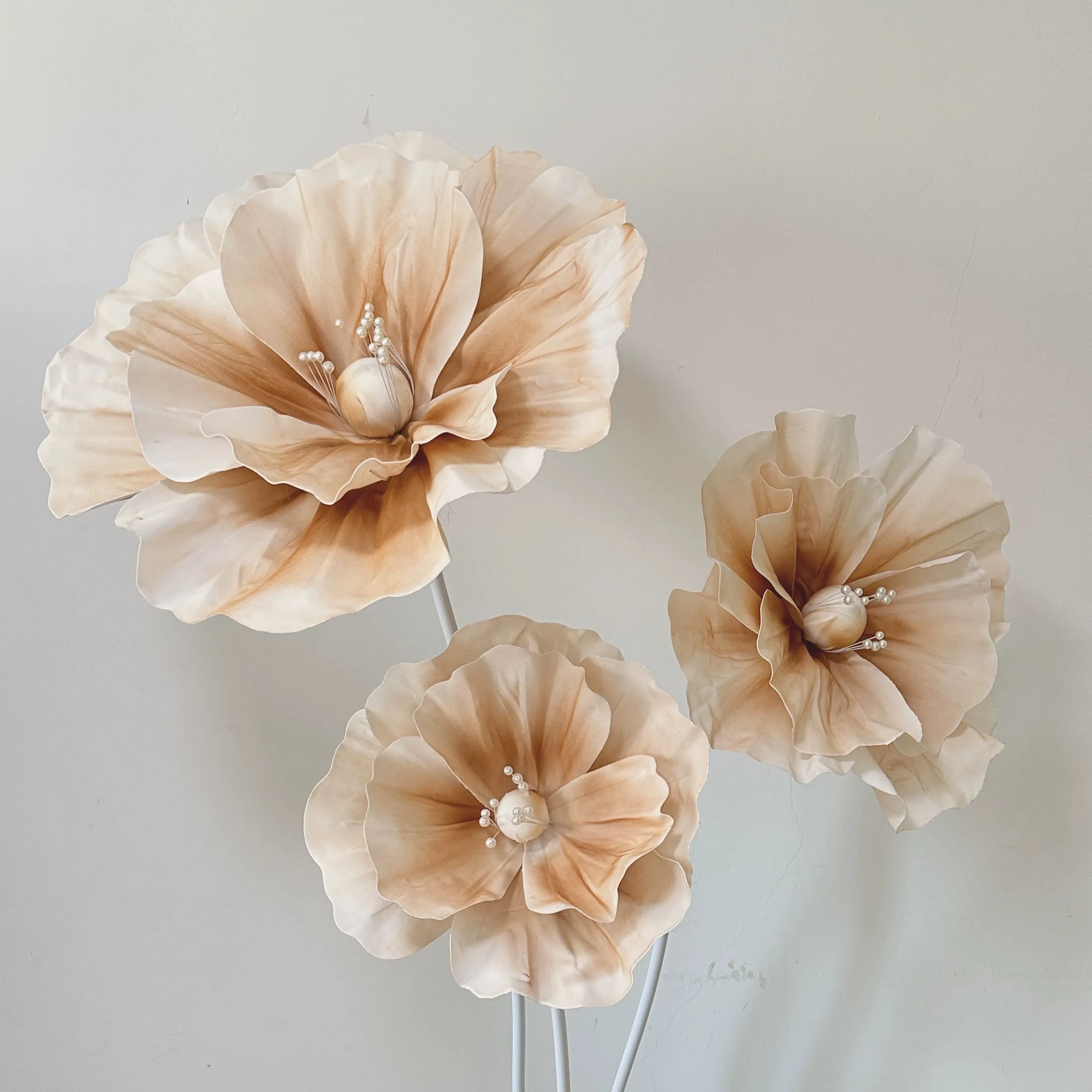 3Pcs Wedding Props Artificial Poppy Foam Flowers Wedding Road Guide Floral Stand Party Backdrop Decor Home Stage Window Layout