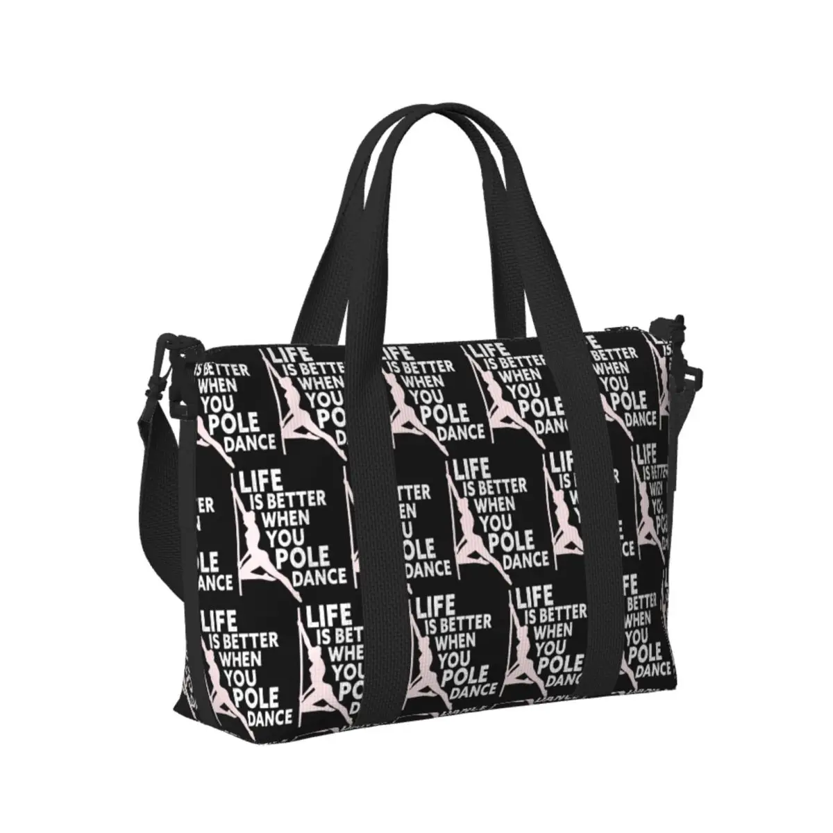 

Life Is Better When You Pole Dance Fitness Pole Dancing Beach Travel Bag Tote Bags for Yoga Women Shopping Duffle Shoulder Bag