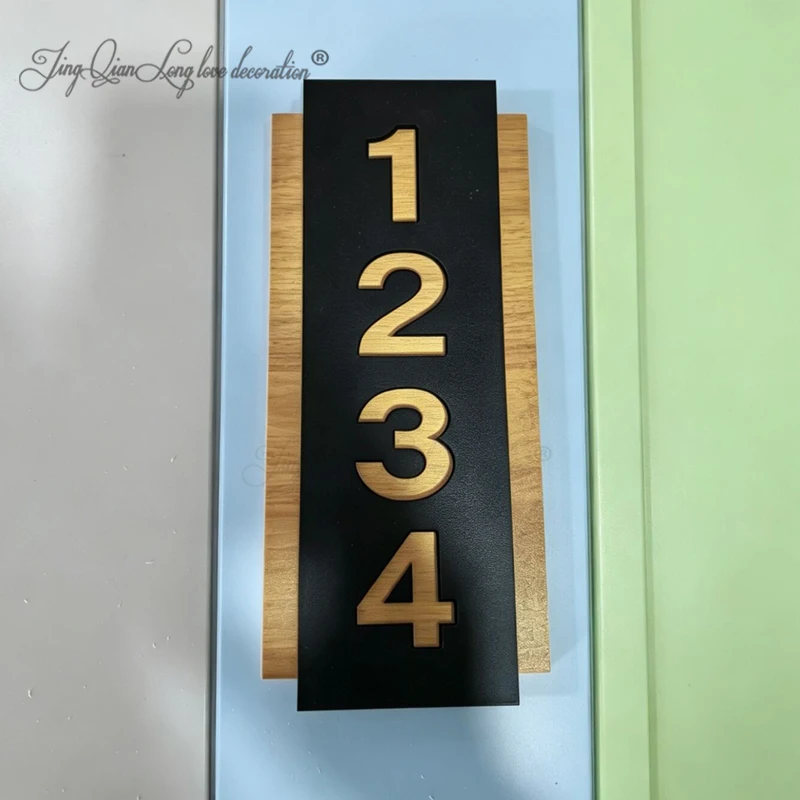 Dark Wood Custom Door Sign Black Contemporary Home Number Apartment Property Sign