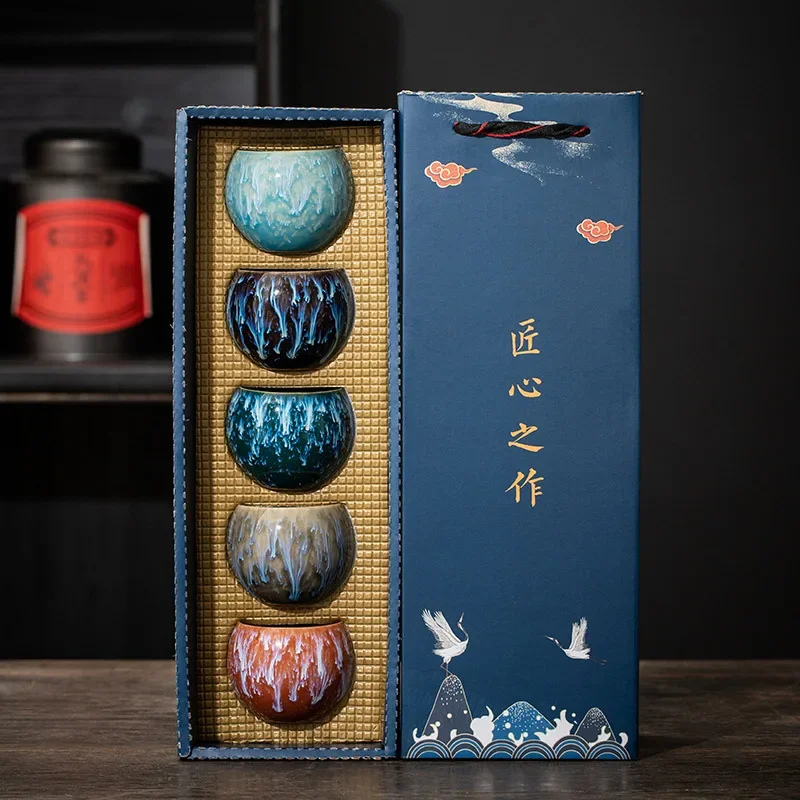 Kiln-changing Five-element Cup Ceramic Master Cup Tea Cup Jianzhan Tea Cup Set Tianmu Glazed Dragon Egg Cup Personal Special Cup