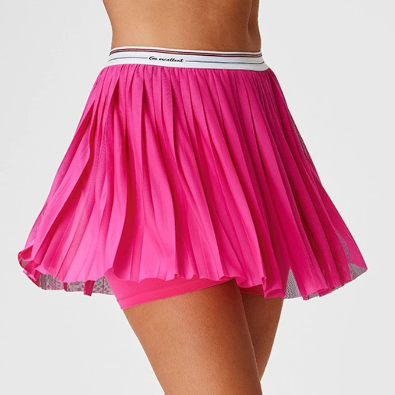 

Women Sports Mini Pleated Skirt High Waist Golf Tennis Skirts Double Layers tulle skirt Gym Fitness Running Yoga Workout Skort