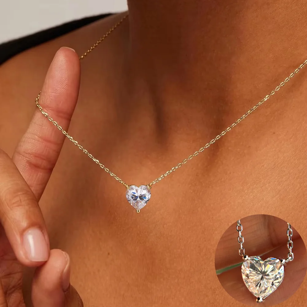 

FEOBUR 1-4Carat Heart cut Moissanite Necklaces for Women Girls S925 Sterling Silver Diamond Pendent with GRA Certificate Jewelry