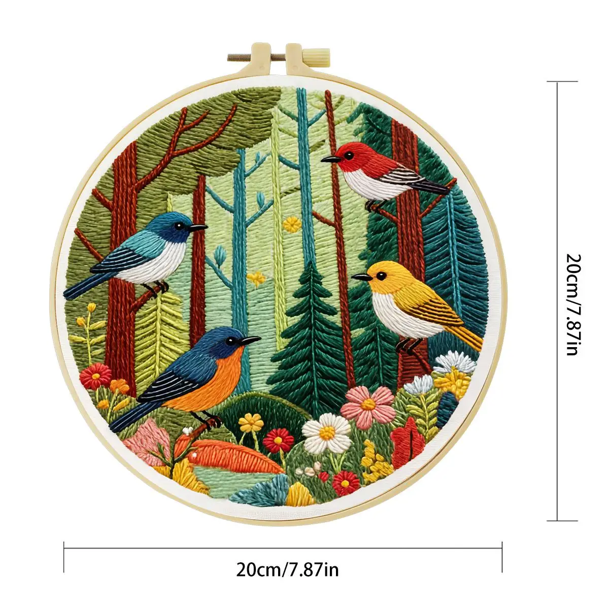 1 Stück 20X20CM/15X15CM 7,87/6,3 Zoll Wald-Stickerei-Starter-Kit DIY-Kit DIY-Stickerei-Set Handarbeits-Set für Anfänger – Detail 4