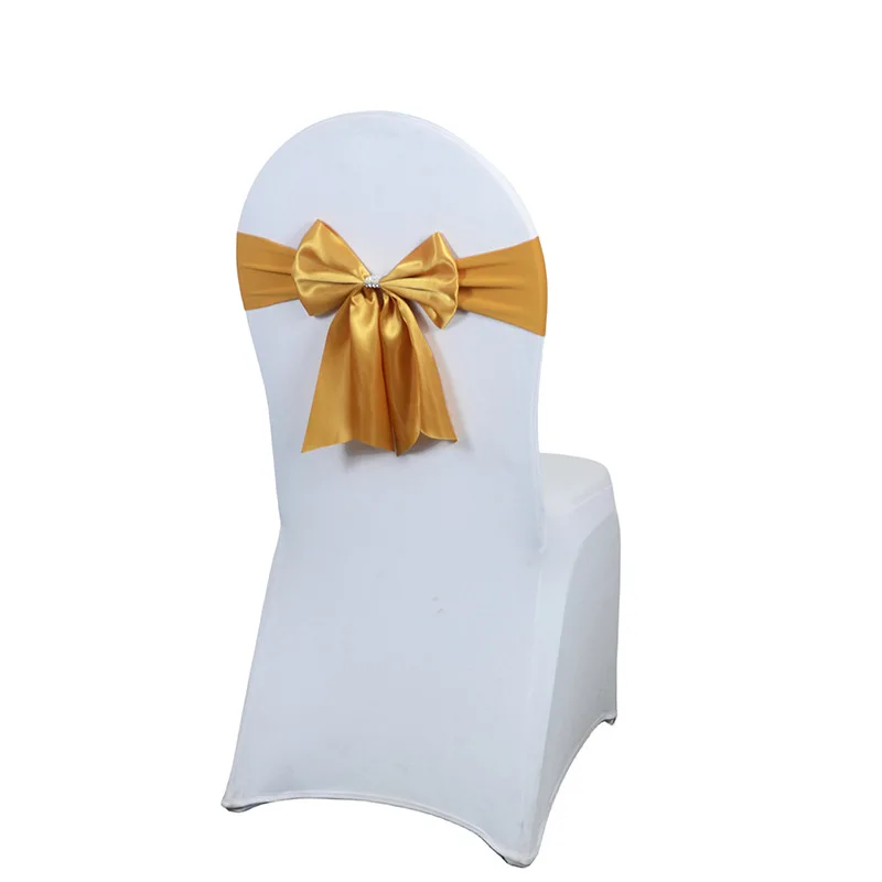 Elegant Golden Chair Sashes - Luxurious Bow Ties for Wedding, Youngsters Shower, Banquet, Restaurant & Hotel Folding Chairs
