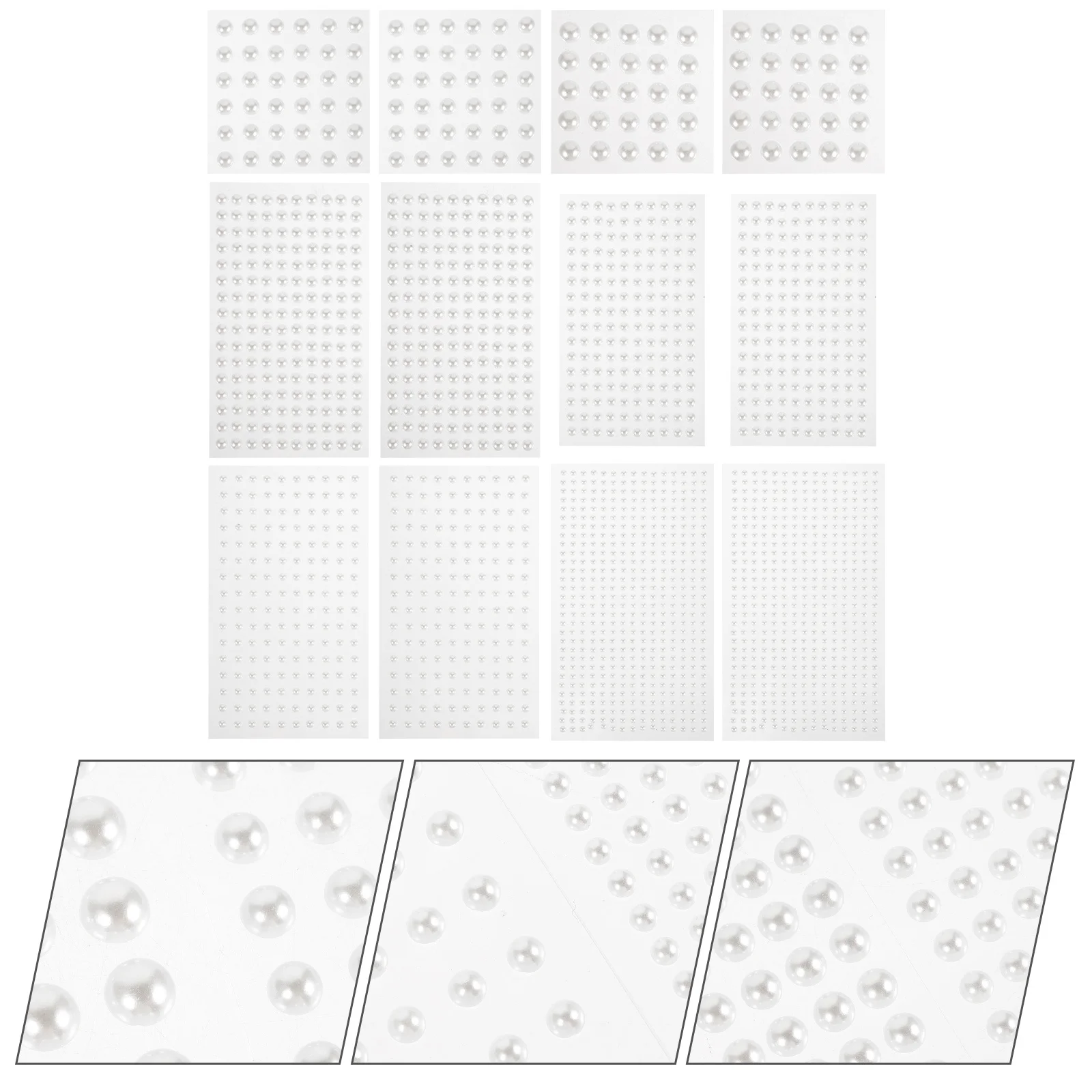

12pcs Pearl Stickers Self Adhesive Flat Back For Nail Art Hair Jewels Face Decals Craft Stickers Body Decoration Festival Party