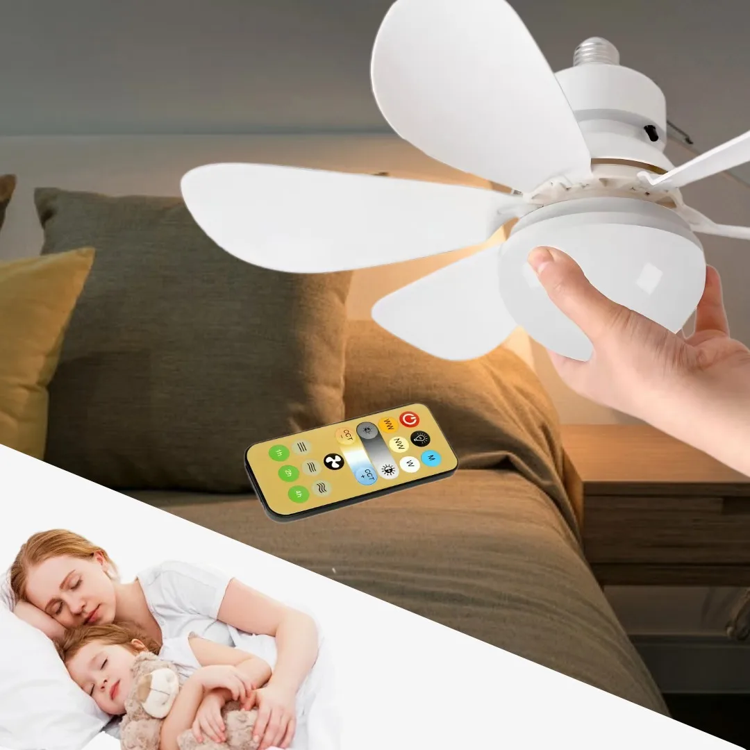 Estate LED40W ventilatore a soffitto E27 Terza modalità con telecomando Forte forza del vento Mini Fan dimming per la casa 85-265V