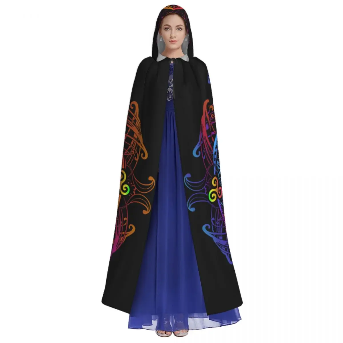 Long Cape Cloak Yggdrasil Tree Of Life Celtic Hooded Cloak Coat Hoodies Elf Purim