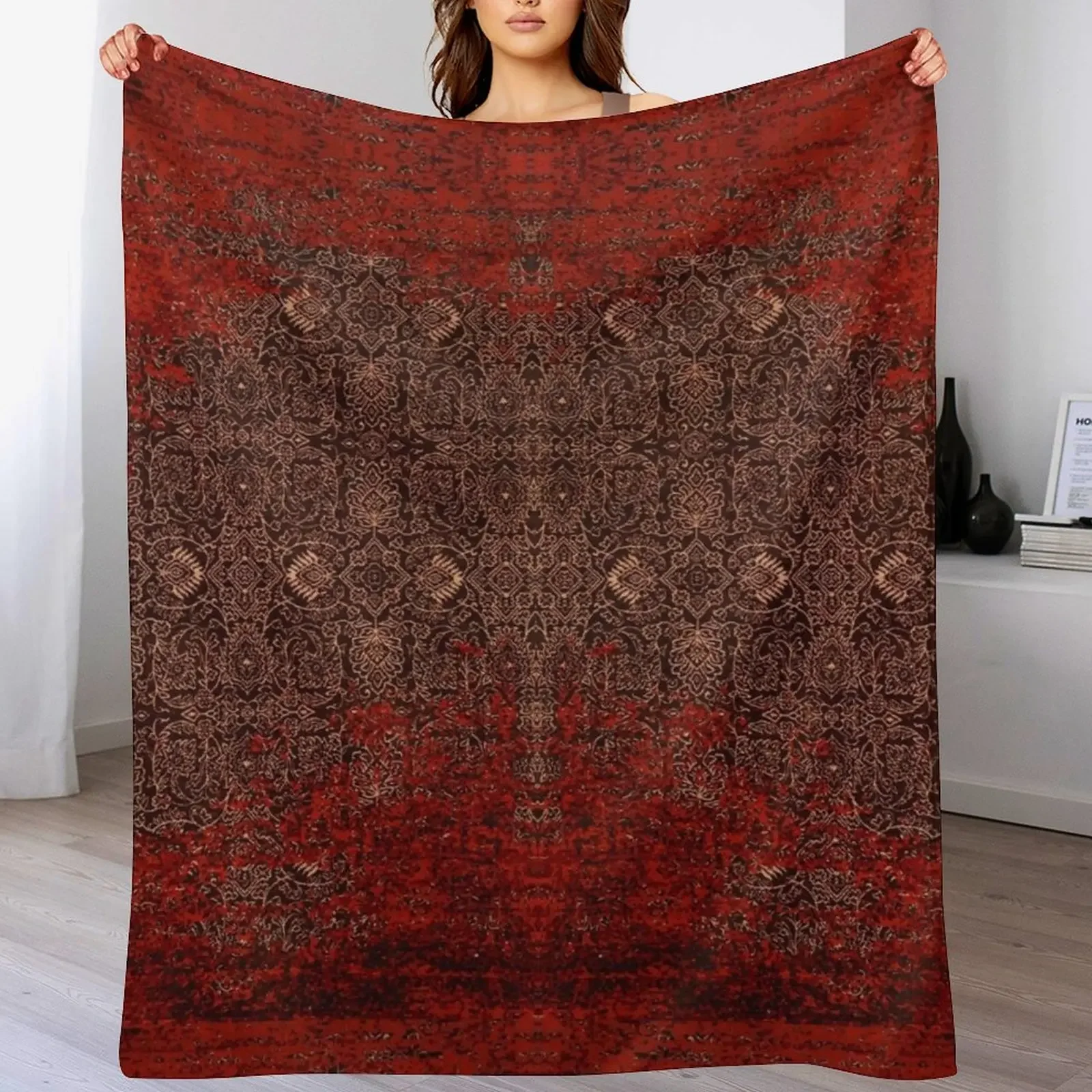 

Red Vintage Oriental Traditional Moroccan Artwork Throw Blanket Giant Sofa for babies Blankets