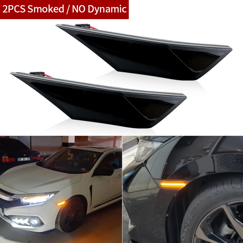 2X Para Honda Civic 2016 2017 2018 2020 OE # 34300-TET-H01Auto Refletor Turn Signal Lights Lente Fumada LED Marcador Lateral Luzes Do Carro
