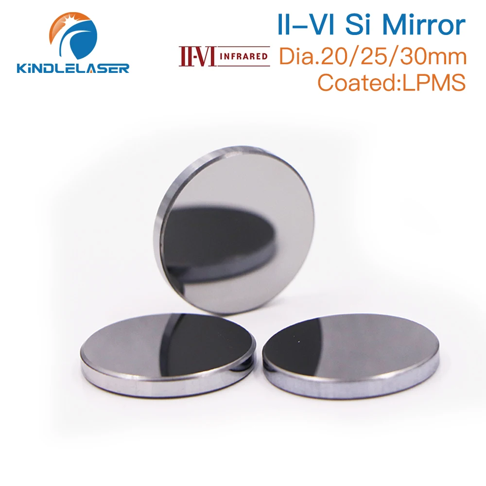 KINDLELASER Original II-VI Si Mirror Dia.20/25/30mm Thk.3mm 10.6um LPMS Coating for CO2 Laser Engraving Cutting Machine