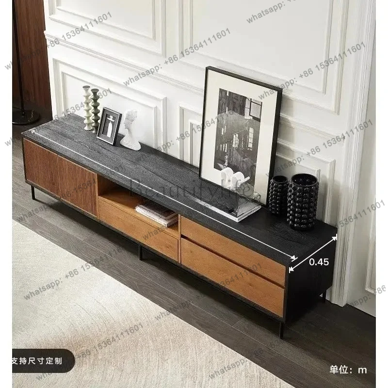 Modern Vintage Color Matching Teak, TV Cabinet, Black, Oak Audio Visual Floor Cabinet Nordic