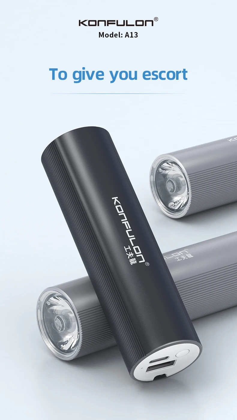 KONFULON  Flashlight Charger 5000 mAh Power Bank High-capacity Charger Outdoor Camping Outing High-brightness Flashlight