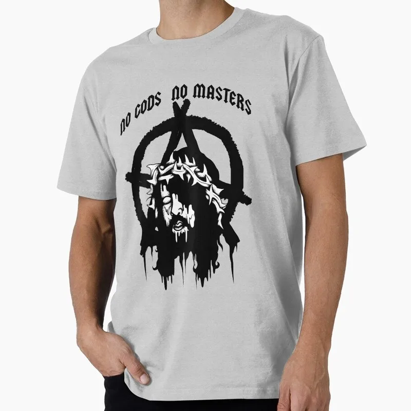 No Gods No Masters Anarchy Symbol Graphic T‑Shirt Anarchist Slogan Punk Rock Rebellion Tops Cotton Short Sleeve Unisex Tees