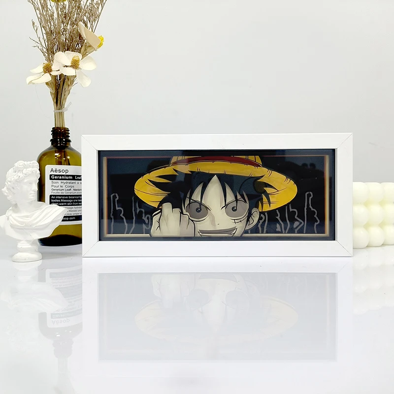 Anime One Piece series paper-cut night light bedroom table decoration atmosphere light remote control colorful light box