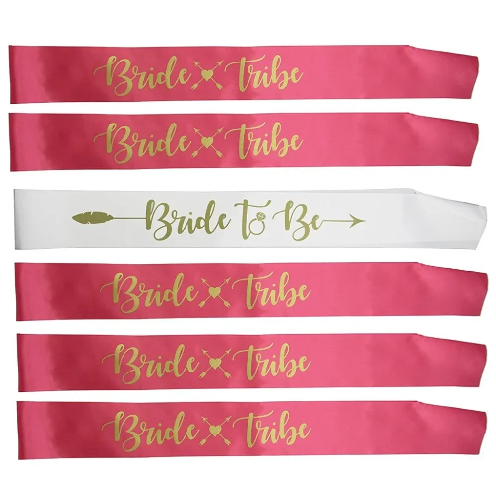 6pcs/lot Bride To Be Sash Team Bride Tribe Sash Wedding Bachelorette Party Sashes Vintage Wedding Bridal Shower Decorations