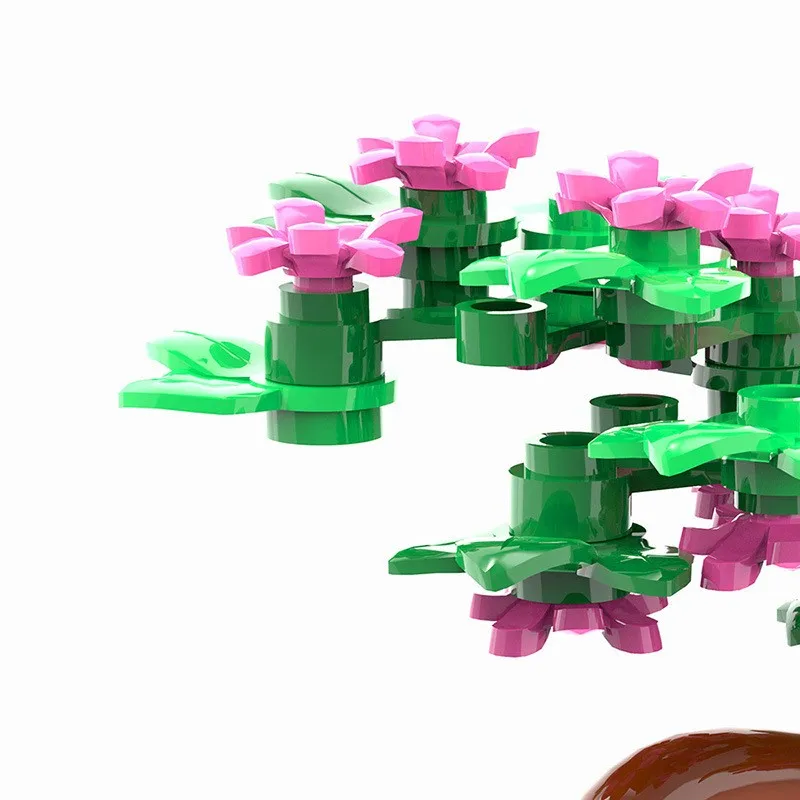 MOC Kreatives Miniatur-Bonsai-Baum-Ornament Baustein-Modell DIY Erwachsenen-Puzzle Montage-Spielzeug Geburtstagsgeschenk Ornament – Detail 4