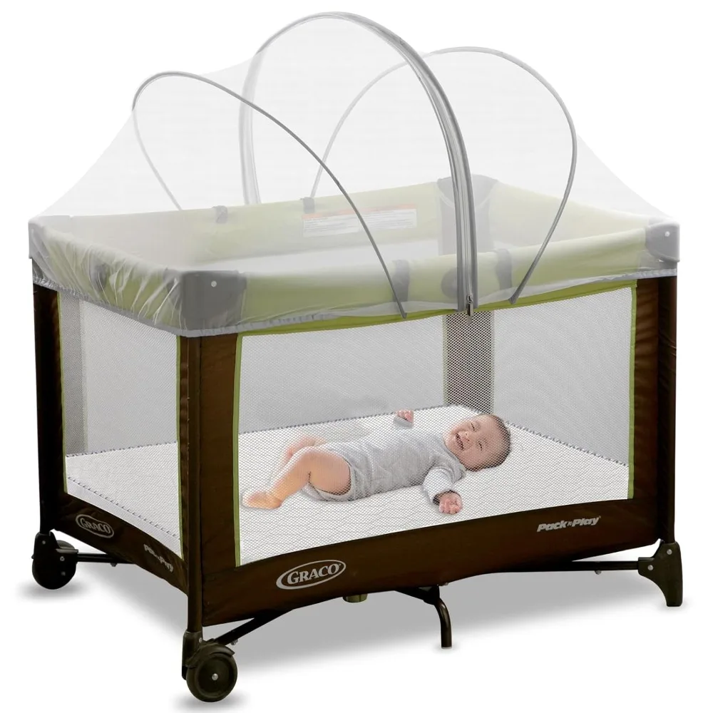 

pack n play tent cover - bassinet cover for pack n play/travel crib/mini crib/playpen, bassinet mosquito net cover with two-way