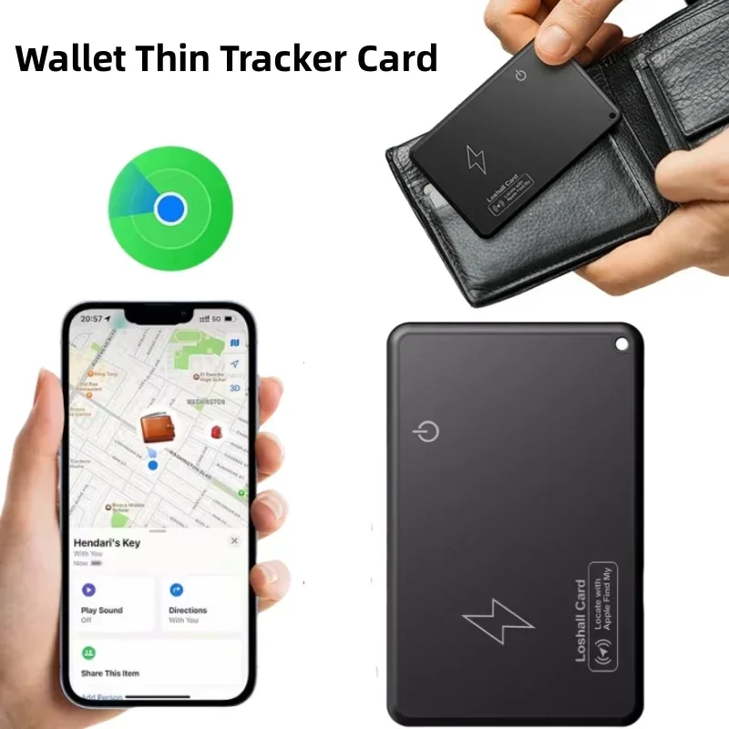 Tarjeta rastreadora de billetera de localización de carga inalámbrica, localizador GPS impermeable, funciona con Apple Find My App, rastreador Bluetooth, nuevo