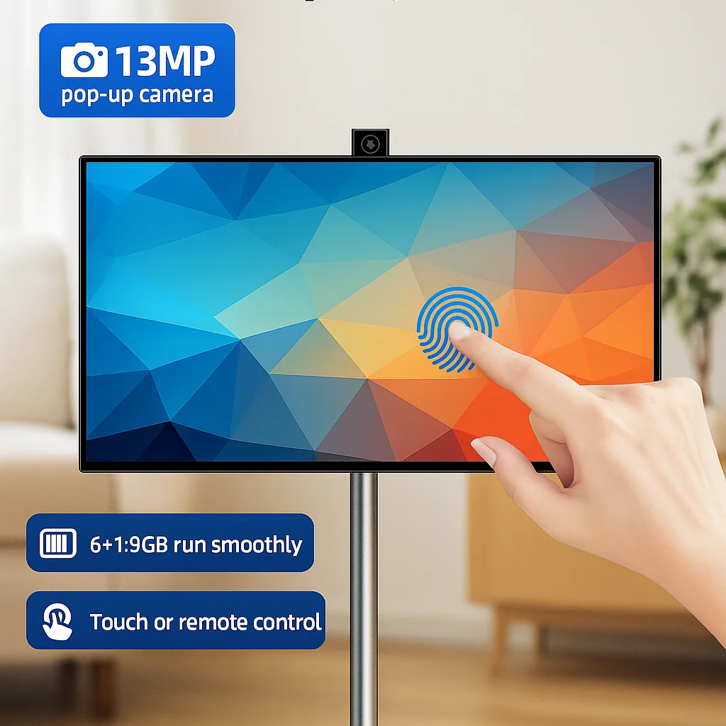 OFD 27 pollici Smart Tv portatile su ruote Android 15 Full Hd Touch Screen Monitor Rollable Android Tablet Pc per la casa