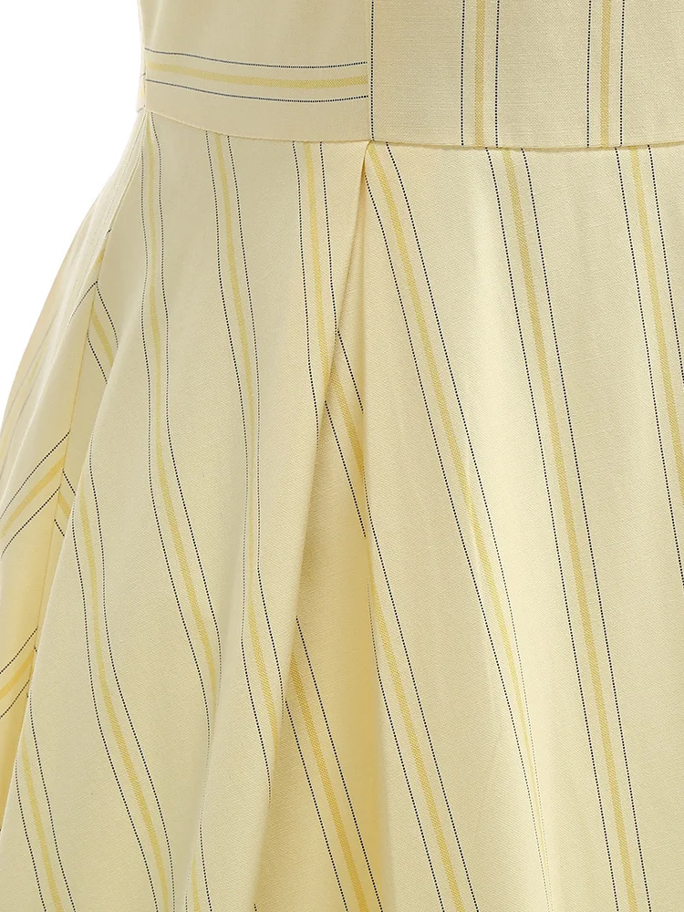 Abiti estivi eleganti da sera con vestibilità senza schienale e svasatura, bottoni con scollo all'americana, abiti vintage anni '50 a righe per le donne