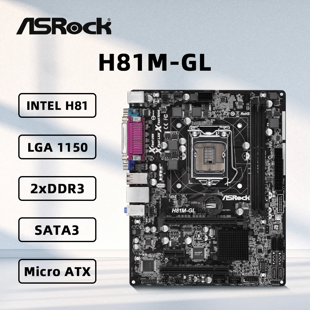 ASUS H81M-GL Motherboard LGA1500 Support i7-4790K i7-4770K i5-4690K i5-4670K i3-4130 CPU 2xDDR3 1600MHz mATX Mainboard