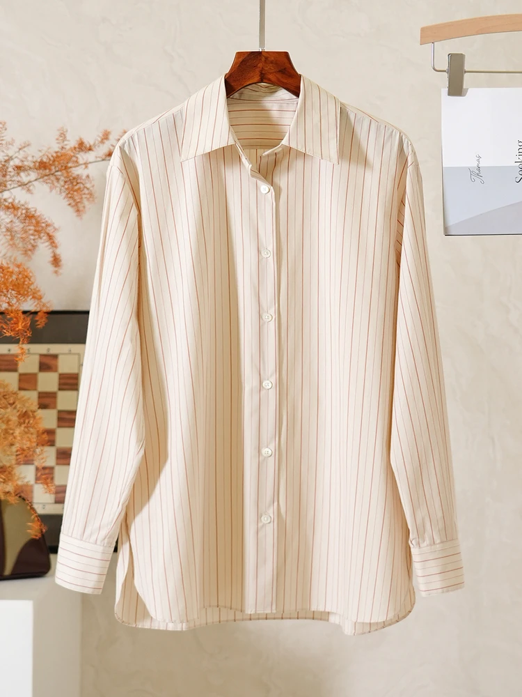 

YongLeap Classic Collar Long Sve Striped Cotton irt Versatile Commute Friendly Women's Premium Quali New Arrival
