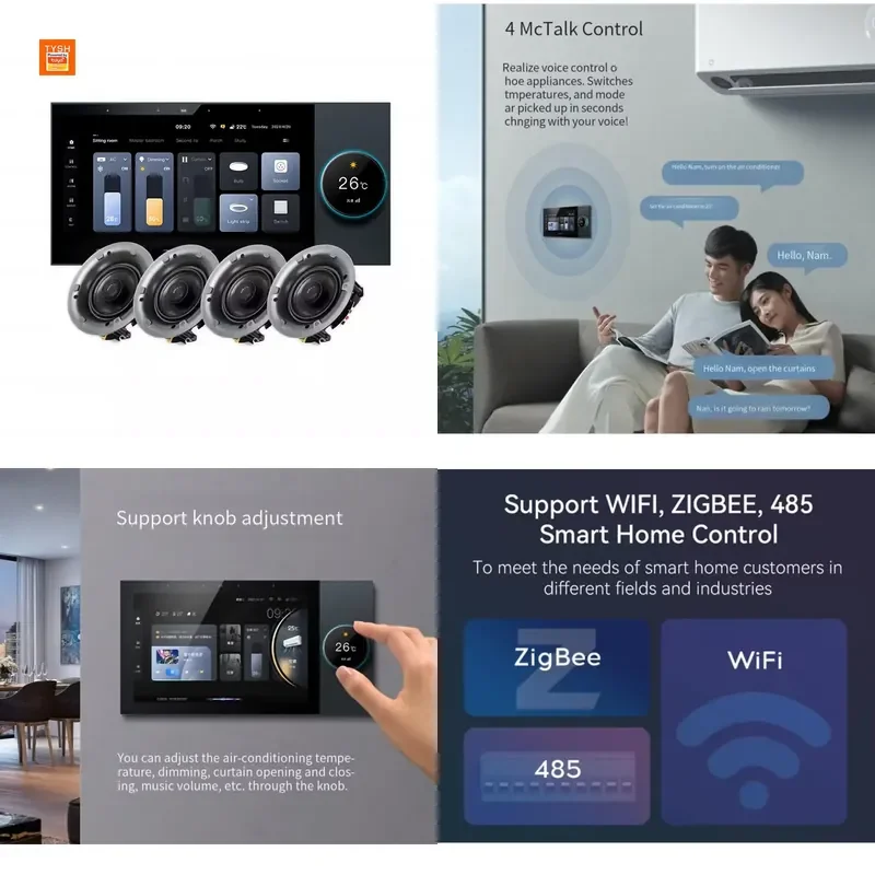

【CHIMU HOME】 TYSH 7 Inch Home Theater Audio Wi-Fi BLE 20W Wall Mount Amplifier Board for Background Music Host with 4 pcs