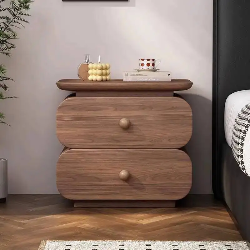 Bedroom Nightstands Dark Italiya Classic Brown Solid Wood Design Bedsides Table Storage Modern Mesa De Noche Furniture For Home