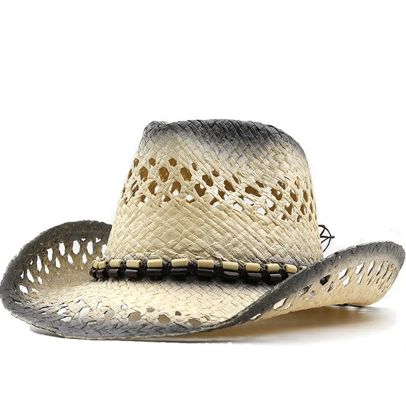 

Summer Straw Men Women New beige Western Cowboy Hat Wide Brim Hat Outdoor Sombrero Hombre Cowgirl Hat