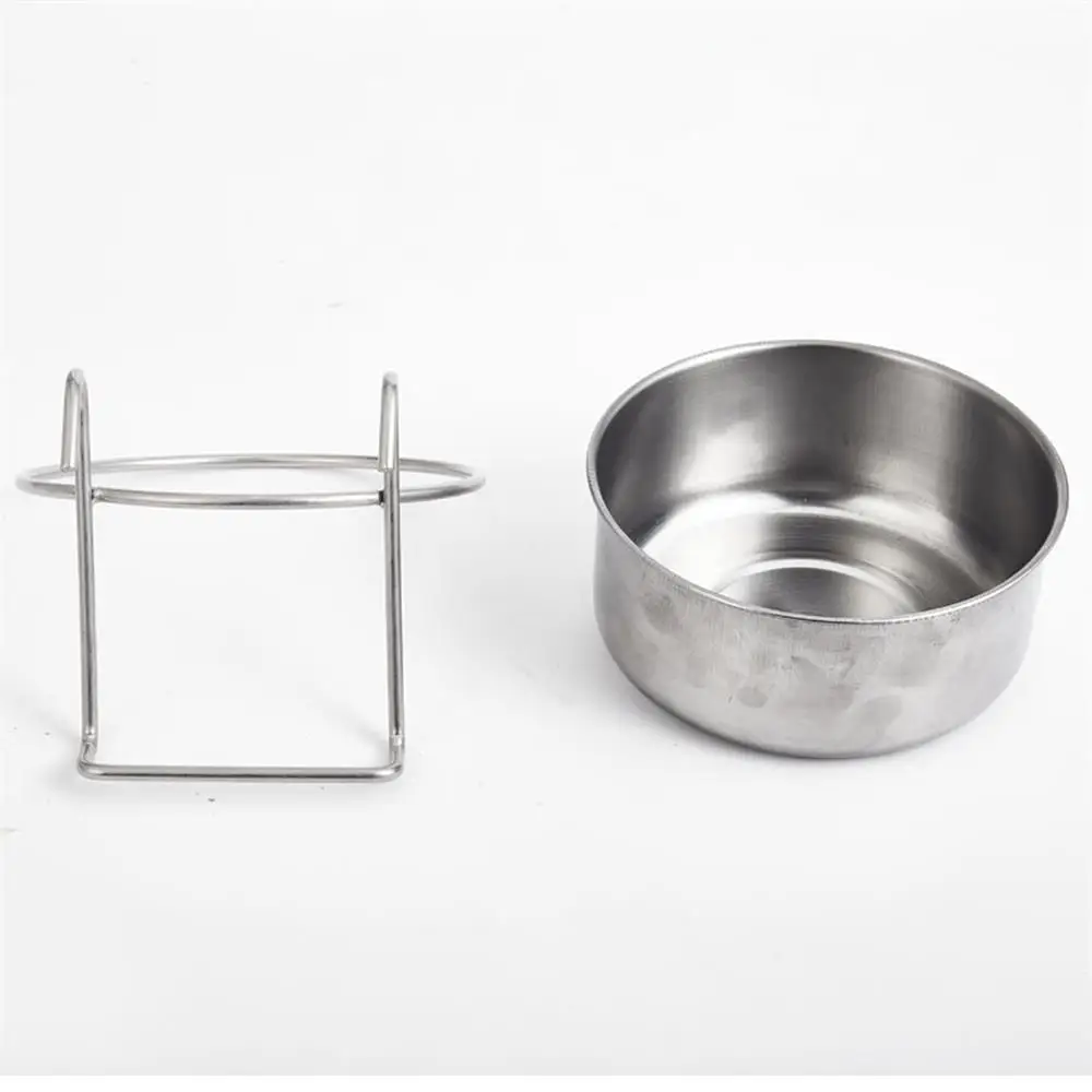 1PC Round Stainless Steel Hanging Pet Bowl Removable Hook Design Dog Cat Food Water Feeder Bowl for Large Small Puppy