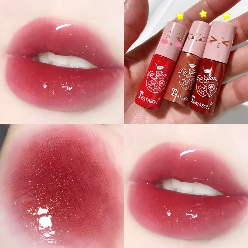 Mirror Glitter Lip Gloss Peach Pink Jelly Plumper Lipsticks Waterproof Lasting Moisturizing Sexy Lip Tint Cosmetics 10 Colors