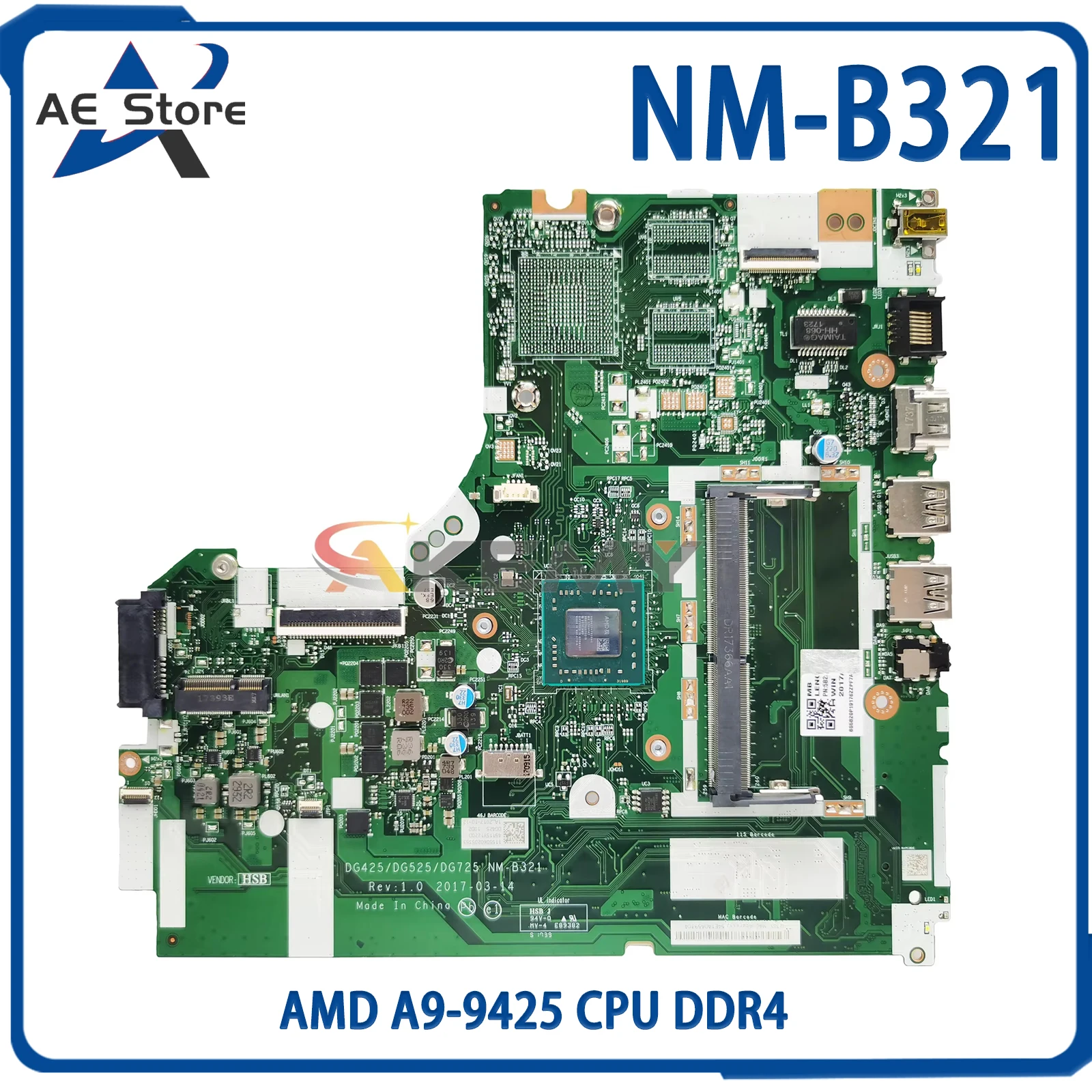 AE NM-B321 Mainboard For Lenovo 320-15AST 330-15AST 320-17AST Laptop Motherboard With AMD A9-9425 CPU DDR4