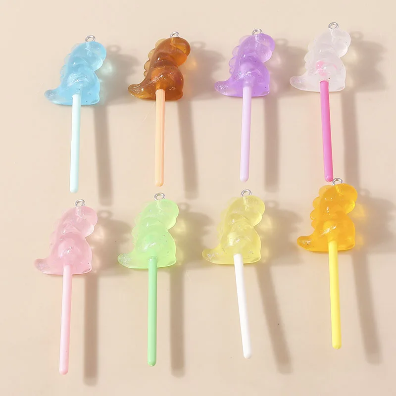 Leslie 10 Stück süße Süßigkeiten-Lutscher-Charms für baumelnde Ohrringe, Kawaii-Harz, Süßigkeiten-Lutscher-Anhänger, Schmuckherstellung, Zubehör – Detail 11