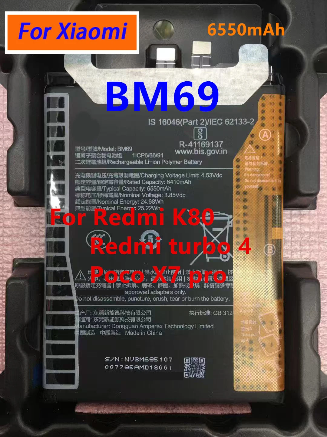 BN5E BM69 Battery For Xiaomi Redmi Note 11 Pro 5G/ 11E Pro /Poco X4 Pro/ Poco X7 pro / Redmi K80 / Redmi turbo 4 Batteries+Tools