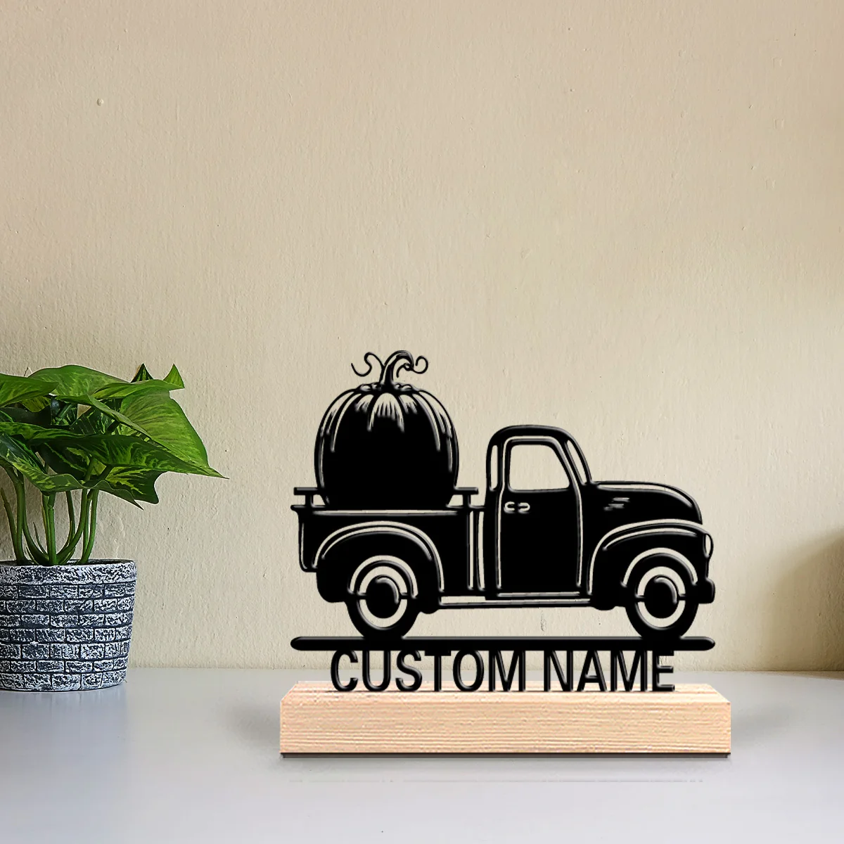 Statues en métal personnalisées pour camionnette, sculpture de bureau avec base en bois, adaptée au bureau et au bureau de travail, 1 pièce
