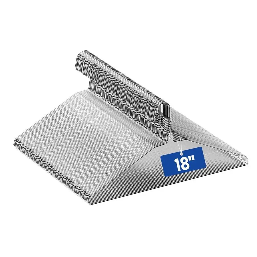 

Металлические вешалки для одежды 18 дюймов, 100 штук в упаковке, удлиненные для больших размеров: костюмов, пальто, рубашек, брюк, юбок, ультратонкие, для спа-салонов