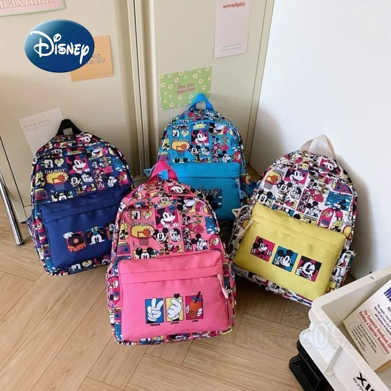 

Disney Mickey New Children's School Bag Cartoon School Bag for Boys and Girls Fashionable Lightweight Kindergarten Backpack