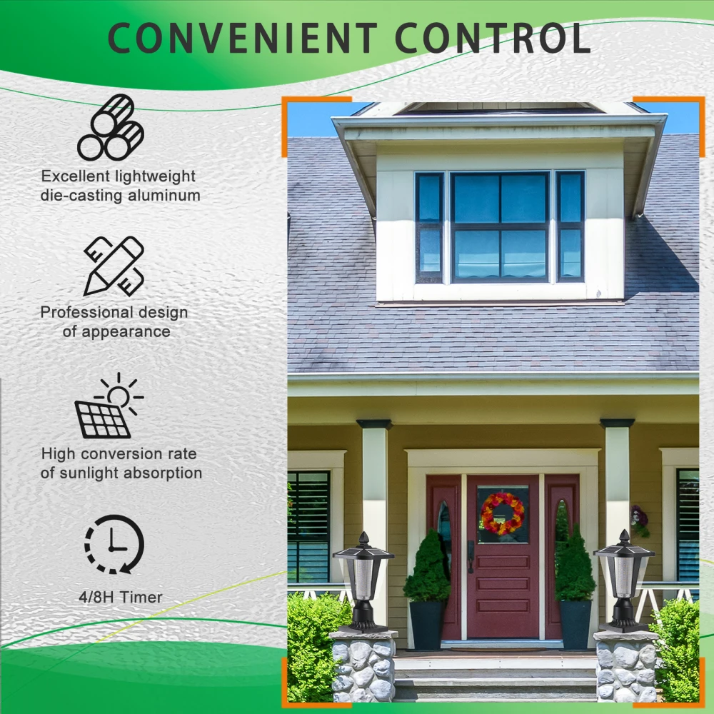 Solar Outdoor Pole Light with Dimmable LED Garden Light Waterproof and Sunlight Resistant 1pack