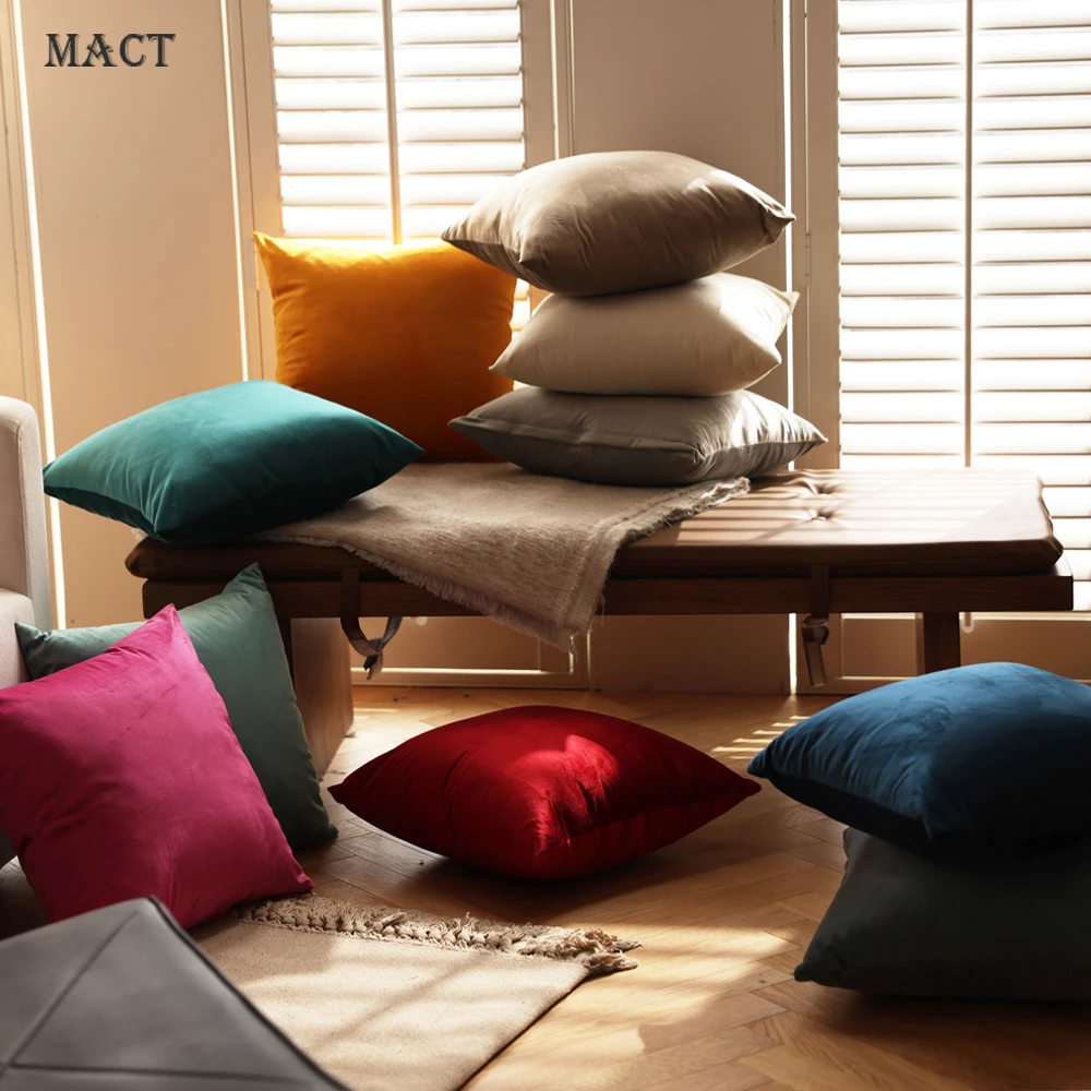 MACT Velvet Pillow Cover Soft Cushion Case For Sofa Living Room Solid Color Multi Size Pillowcase Decorative Square Throw Pillow