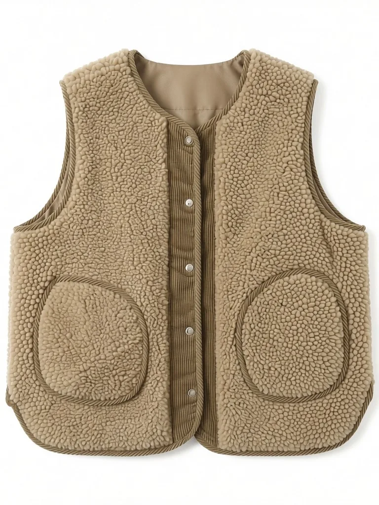 

Autumn Winter Loose Large Size Women's Lamb Fur Vest Svel Corduroy Double-Sided Wear Outerwear Jaet Top