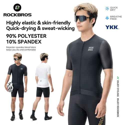 Imagen 1 del producto ROCKBROS-Camiseta de ciclismo de verano, ropa deportiva de manga corta, transpirable, altamente elástica, de secado rápido, ropa para bicicleta de carretera a prueba de viento