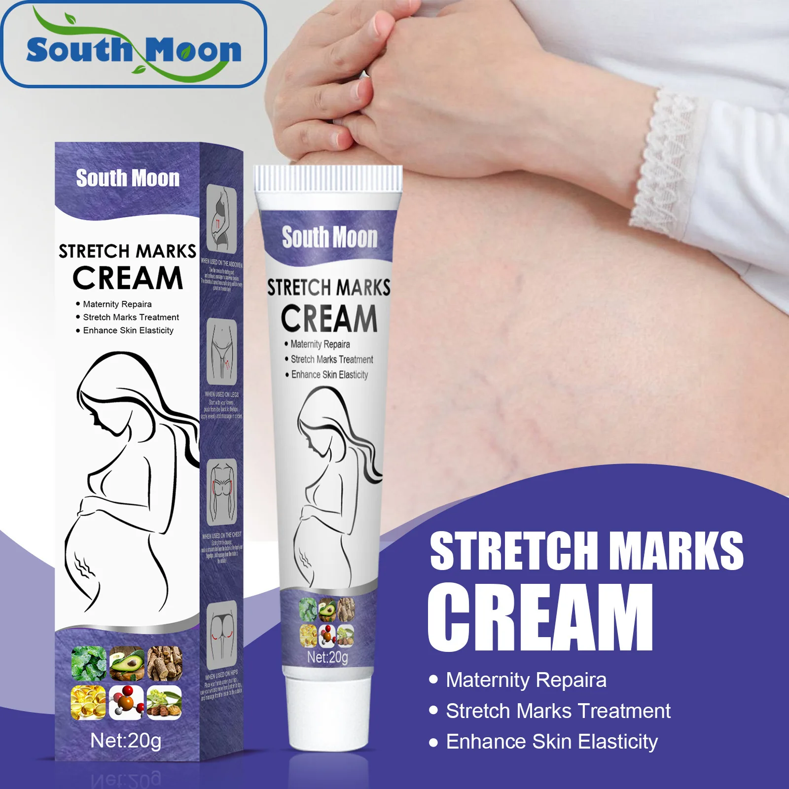 

20G South Moon Stretch Marks Cream Postpartum Pregnancy Lines Mummy Cream Fade Growth Lines Obesity Stretch Marks Beauty Health