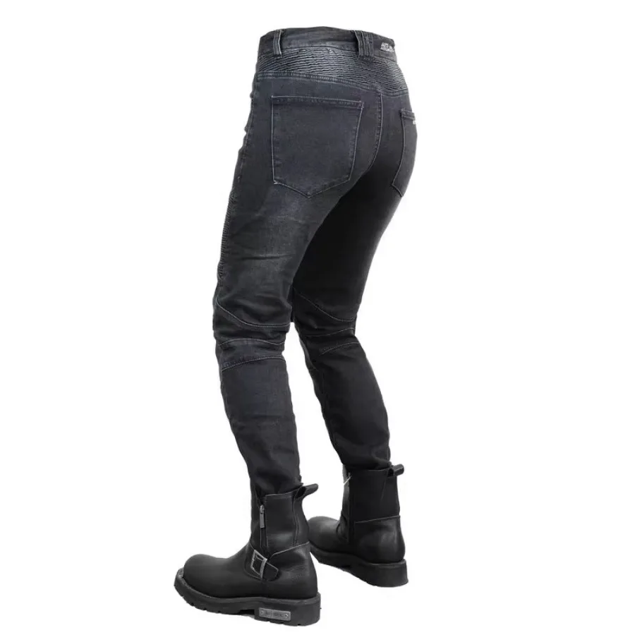 Motorcycle Pants Moto Green Moto Jeans Woman Boyfriends Motorcycle Leisure Women\'s Jeans Blue Riding High Waist Jeans