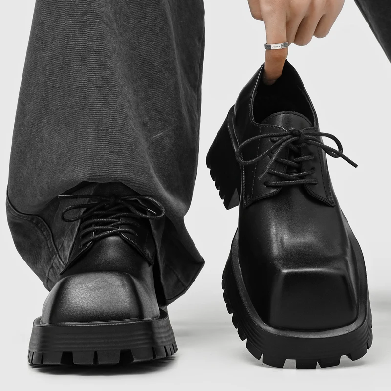 Platform Shoes for Men Brand Leather Shoes Business Dress Shoes Japan All-Match Casual Wear-Resistant Footwear Chaussure Homme