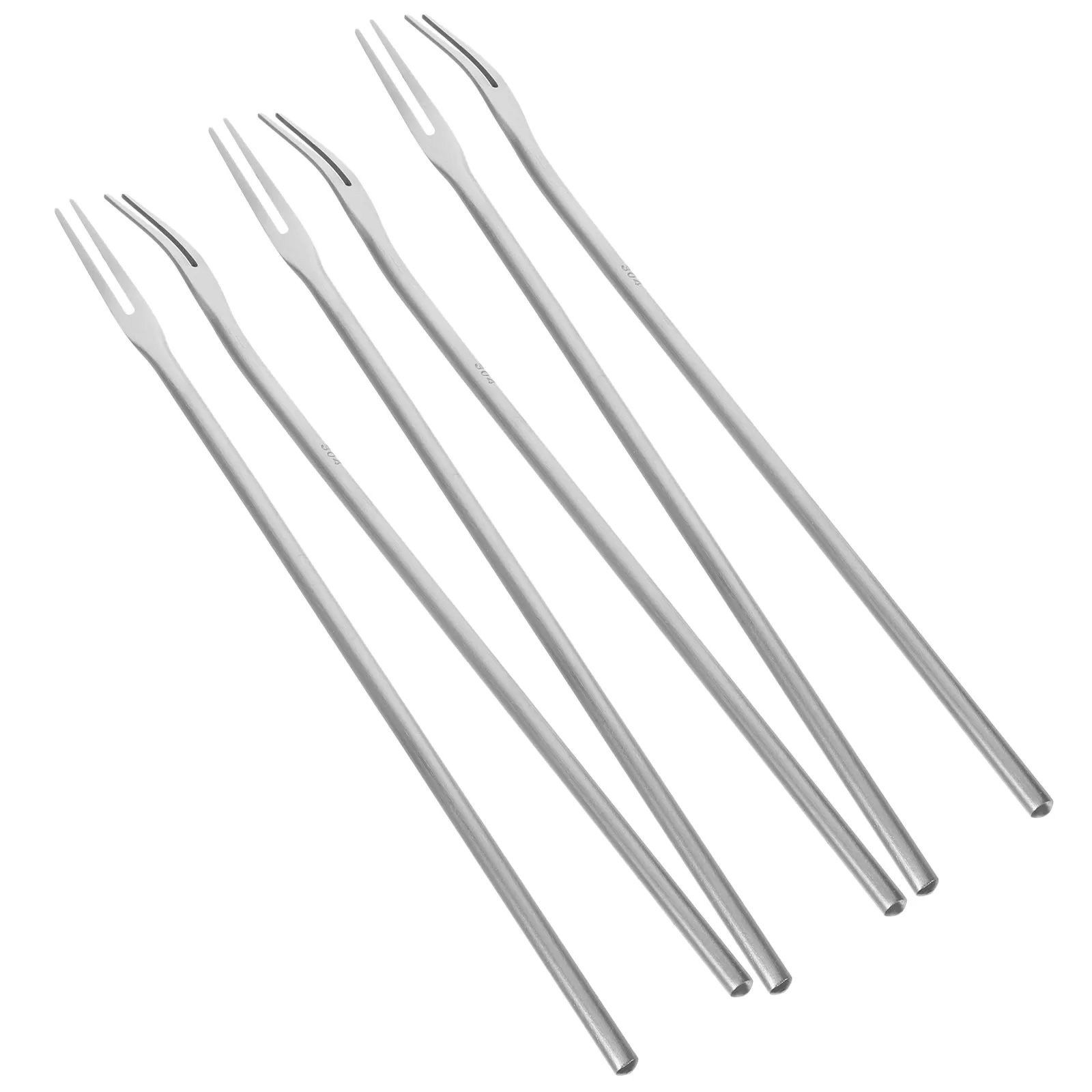 6Pcs Stainless Steel Fruit Forks Long Handle Two Prong Appetizer Dessert Forks Pickle Picker Wedding Party Snacks