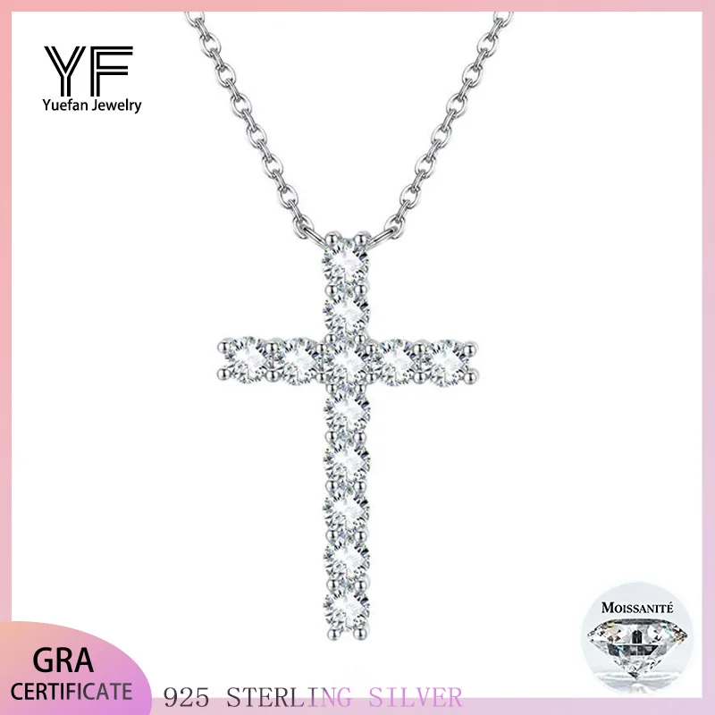 

S925 Silver Moissanite Crucifixion Pendant 1.2CT Certified Hip Hop Style Jewelry Personalized rings Valentine's Day Gift