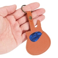 1pc Universal Guitar Pick Pouch, Compact Guitar Shaped Leather Bag for UkuleleElectric guitar bass, Mandolin Picks Bag