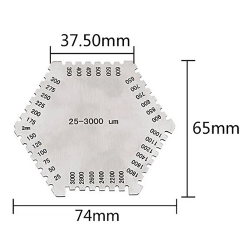 A013 High Precision Stainless Steel Hexagon Wet Film Comb Instrument Stainless Steel Wet Diaphragm Thickness Gauge